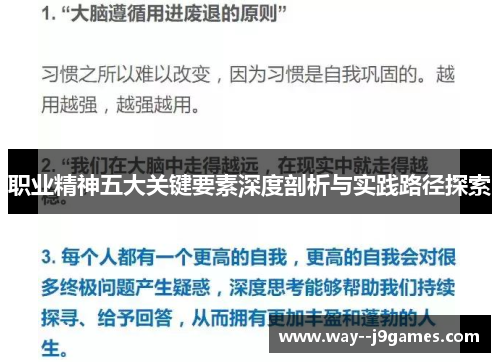 职业精神五大关键要素深度剖析与实践路径探索